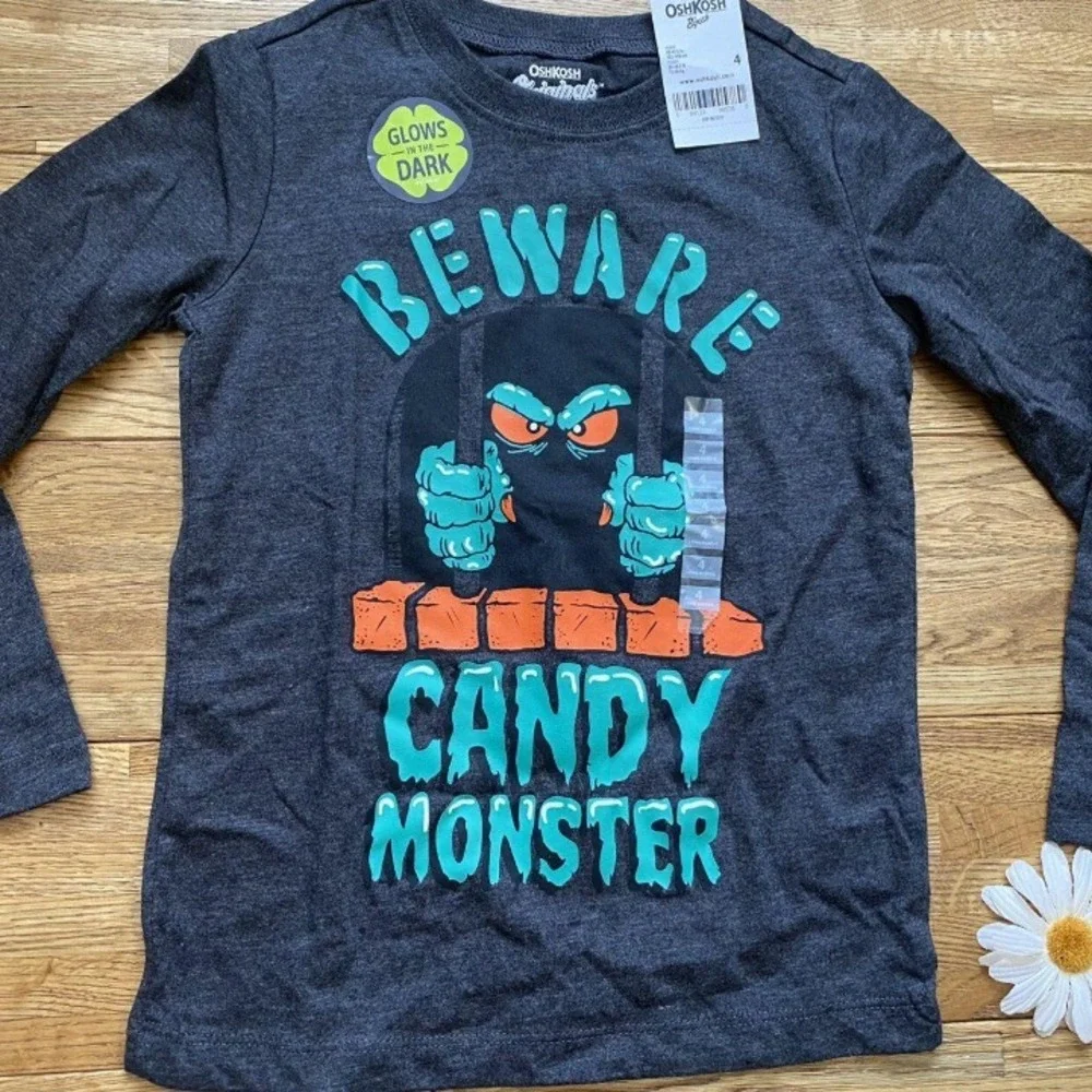 NWT OshKosh Originals Halloween Glow In The Dark Graphic‎ Tee Size 4